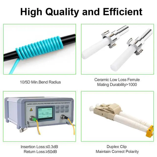 Alt view image 3 of 7 - 15M(49ft) LC to LC Fiber Optic Cable, Multimode Duplex OM3 50/125µm 10G/40G Patch Cord, 2.0mm LSZH Jacket, with LC Coupler