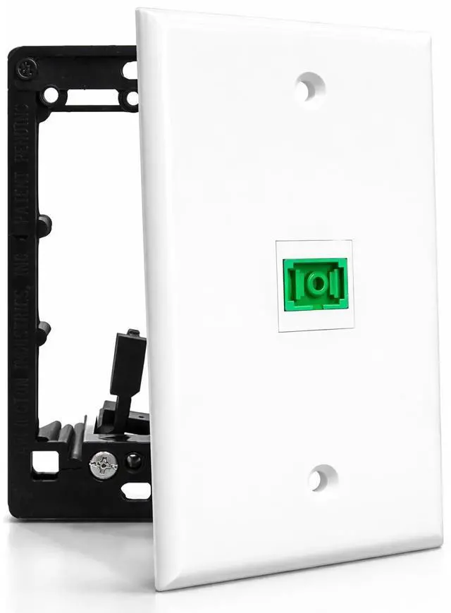 Main image of Fiber Optic Wall Plate, for SC/APC, Simplex, w/ 1-Gang Mounting Bracket, 1 Port - White