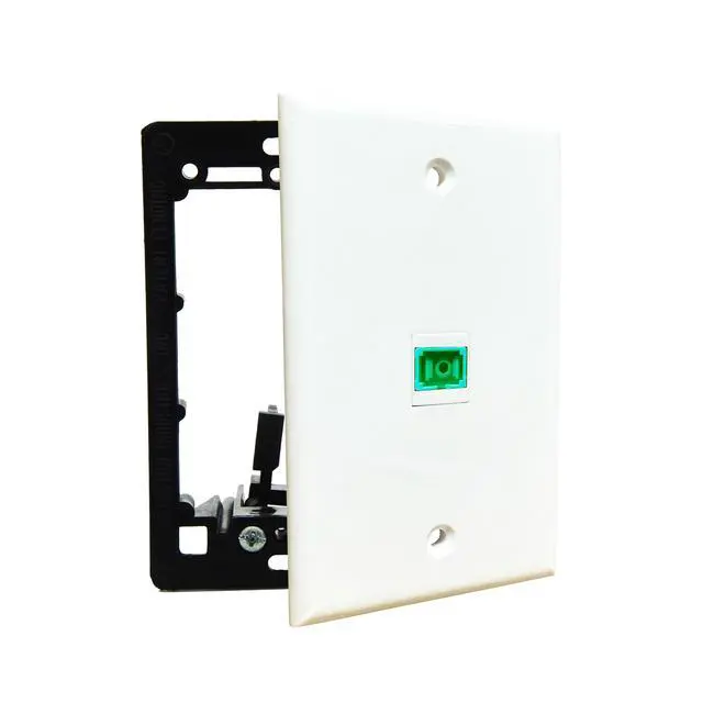 Alt view image 7 of 7 - Fiber Optic Wall Plate, for SC/APC, Simplex, w/ 1-Gang Mounting Bracket, 1 Port - White