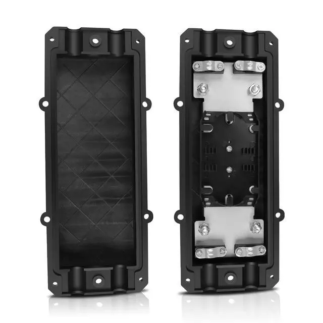 Alt view image 2 of 7 - 2 in 2 Out Horizontal Cable Junction Box, 12 Core Fusion Splice Kit Fiber Optic Junction Box Fiber Optic Outdoor Waterproof Protection Box