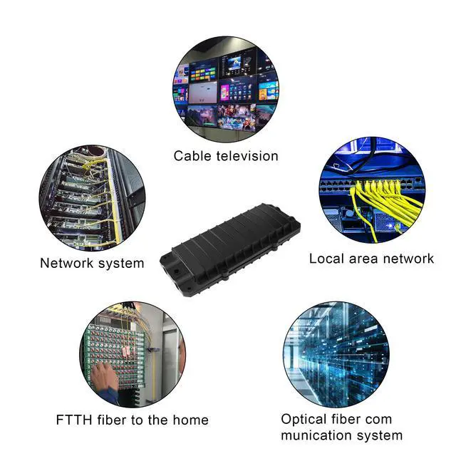 Alt view image 6 of 7 - 2 in 2 Out Horizontal Cable Junction Box, 12 Core Fusion Splice Kit Fiber Optic Junction Box Fiber Optic Outdoor Waterproof Protection Box