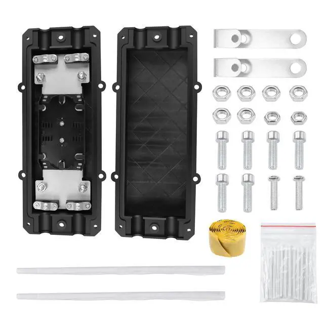 Alt view image 7 of 7 - 2 in 2 Out Horizontal Cable Junction Box, 12 Core Fusion Splice Kit Fiber Optic Junction Box Fiber Optic Outdoor Waterproof Protection Box