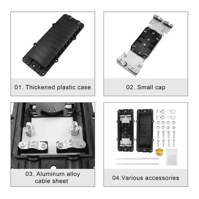 Alt view image 4 of 7 - 2 in 2 Out Horizontal Cable Junction Box, 12 Core Fusion Splice Kit Fiber Optic Junction Box Fiber Optic Outdoor Waterproof Protection Box