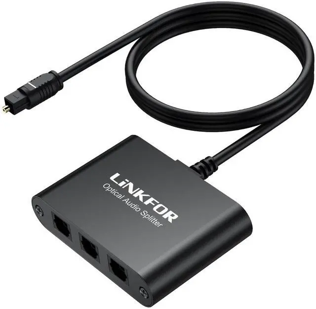 Main image of Optical Cable Splitter 1x3 SPDIF Toslink with 1PCS Optical Audio Cable Aluminum Shell Toslink Splitter 1 in 3 Out Support LPCM 2.0 DTS Dolby-AC3 Compatible with PS3 DVD HDTV STB Etc