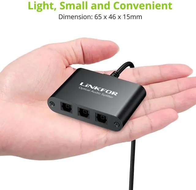 Alt view image 7 of 7 - Optical Cable Splitter 1x3 SPDIF Toslink with 1PCS Optical Audio Cable Aluminum Shell Toslink Splitter 1 in 3 Out Support LPCM 2.0 DTS Dolby-AC3 Compatible with PS3 DVD HDTV STB Etc