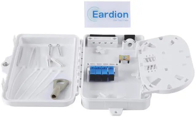Main image of 4 Port FTTH Fiber Distribution Box - Fiber Optic Terminal Junction Splitter Box for SC, FC, E2000 Adapters