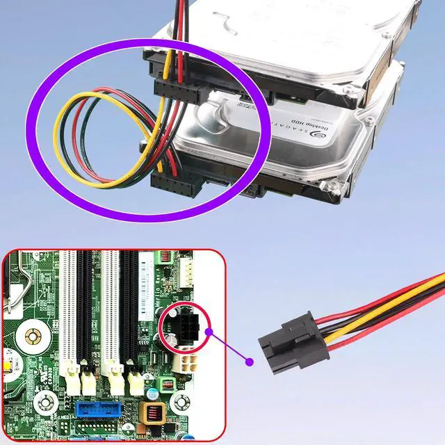 Alt view image 3 of 7 - ATX 6Pin to Dual SATA 15Pin + SATA 6Pin Adapter Extension Cable for Mechanical Hard Drives, Solid-State Drives, Optical Drives (19.6 in/50cm)