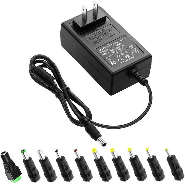 Main image of 12V 3A Power Supply DC 12 Volt AC Adapter 36W 2.5A 2A 1.5A 1A Replacment Power Cord Converter Transformer 4.92Ft with 10 Tips for LED Strip Light CCTV Security Camera Router PC Monitor