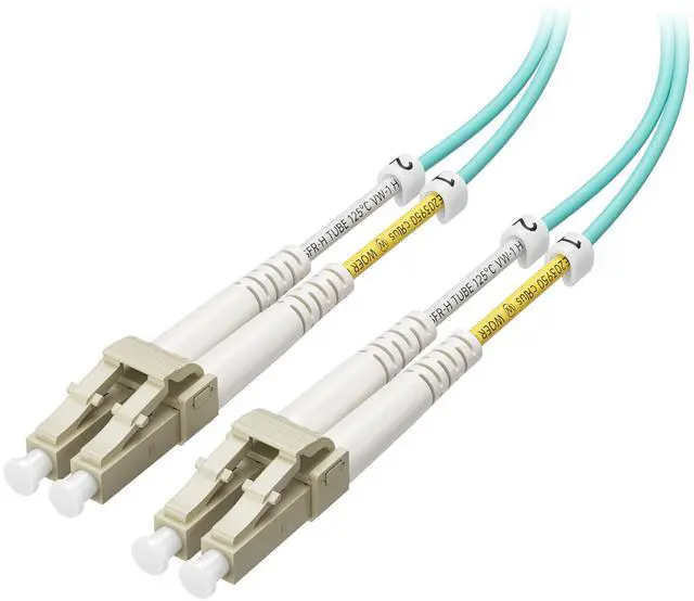 Main image of 40Gb OFNP Plenum Rated Multimode Duplex 50/125 OM3 Fiber Cable, Short LC to LC Fiber Optic Cable - 3.3ft / 1m