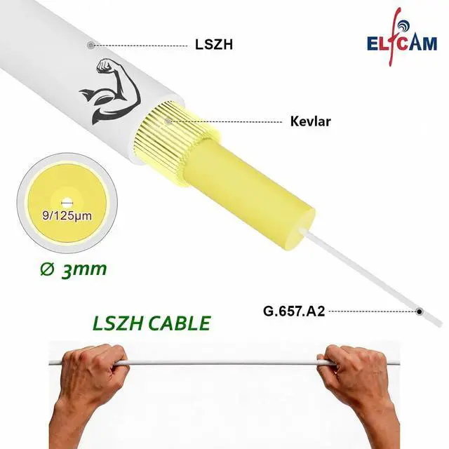 Alt view image 4 of 7 - 7m/22.96ft Fiber Optic Cable SCA to SCA Simplex Singlemode 9/125m LSZH, Patch Cord Cable for FTTH, White Color, 7 Meters