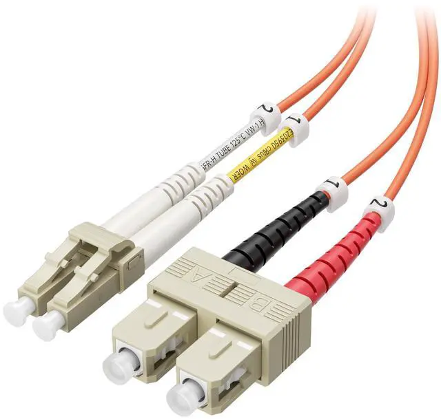 Main image of OFNP Plenum Multimode Duplex OM1 Fiber Cable 9.8 Feet / 3m (10Gb, SC to LC, 62.5/125 Fiber Optic Cable, LC to SC Patch Cord)