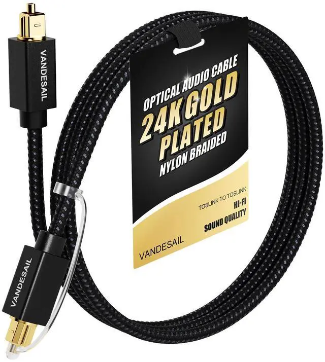 Main image of 4FT/1.2M Nylon Braided Fiber Digital Optical Audio Cable for Soundbar, TV, Xbox, PS4, Samsung - Gold Plated TOSLINK Connectors