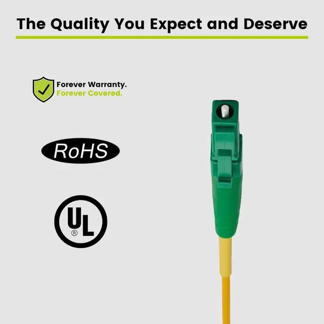 Alt view image 7 of 7 - LC to LC OS2 Fiber Patch Cable, 5m (16.40ft), APC Polish, 200GB Singlemode (SM) Simplex 9/125um, Riser Rated (OFNR), UL Listed, Replacement Internet Fiber Cable, 1pc, Yellow
