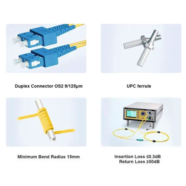 Alt view image 3 of 7 - 1M OS2 SC to SC Fiber Patch Cable | Length Options: 1m-50m, 1G/10G Single Mode Duplex 9/125um SMF Fiber Optic Cable Cord LSZH 1Meter(3ft)