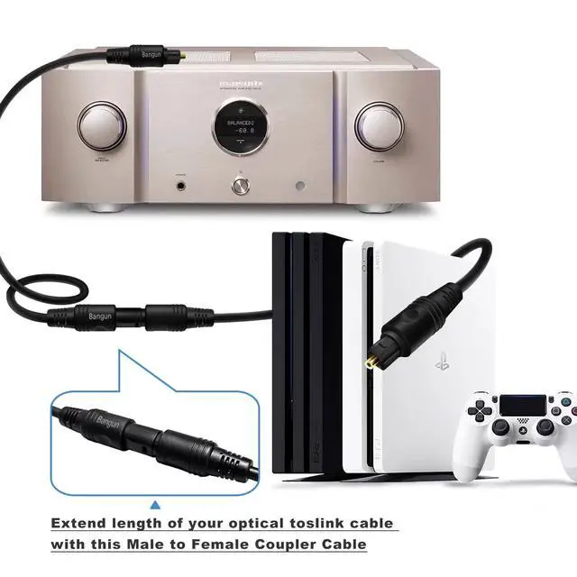 Alt view image 3 of 6 - Optical Cable Extension, 6ft, Female-to-Male, Fiber Digital Audio Cable for Soundbar/TV/PS4/Xbox/Home Theater