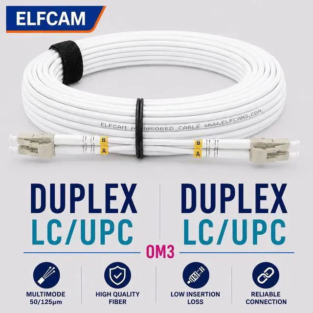 Alt view image 5 of 7 - - 1m Fibre Optic Cable LC/UPC to LC/UPC Multimode Duplex 50/125um OM3 LSZH White(1M)