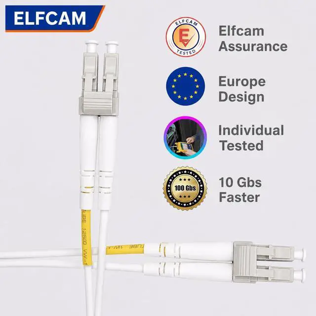 Alt view image 6 of 7 - - 1m Fibre Optic Cable LC/UPC to LC/UPC Multimode Duplex 50/125um OM3 LSZH White(1M)