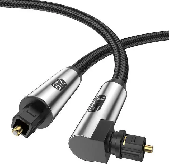 Main image of 90 Degree Optical Cable 360 Degree Free-Rotating Fiber Optic Cable Toslink Male to Male Cable for Home Theater, Soundbar, Gaming Console, Speaker(3FT/1M)