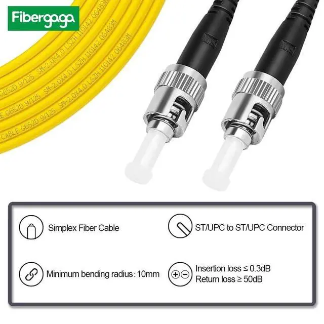 Alt view image 2 of 6 - -1m(3ft) OS2 ST to ST Fiber Patch Cable, Single Mode, Simplex, Length Option: 0.5M(1.6ft)-30m(98ft) 9/125µm 2.0mm Diameter Fiber Optic Cable, OS1/OS2 Compatible