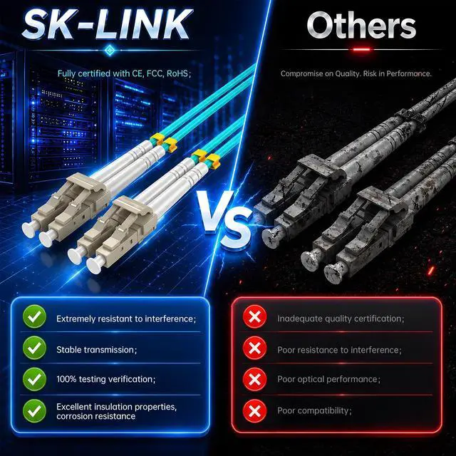 Alt view image 4 of 7 - OM3 LC to LC Fiber Patch Cable 5m (16.4ft), Duplex 50/125m LSZH Multimode Jumper, 10GB 40GB Compatible Fiber Optic Cable Cord for SFP+ Transceivers, Data Center Switch Router