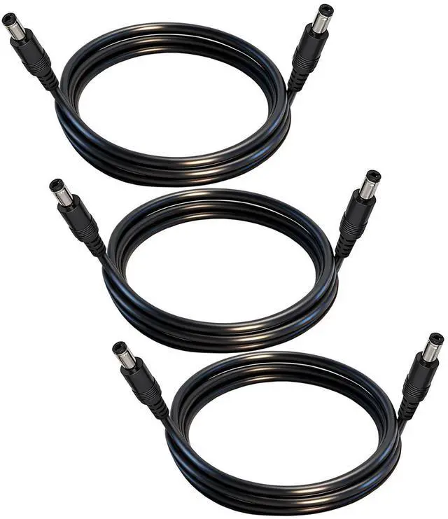 Main image of 5.5mm x 2.5mm 12V DC Power Cable 3-Pack,DC5525 Male to Male Extension Cable 18AWG for CCTV Surveillance Camera,LED Strip Light Dimmer,Solar Panels,Router,3.3FT