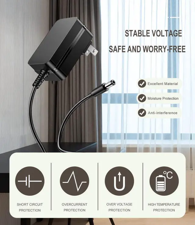 Alt view image 2 of 7 - 5V 1A 2A Charger for Victrola Record Player Power Cord fit for Vinyl Suitcase Turntable Player VSC-550BT VSC-550BT-BK Vintage 3-Speed AC Adapter FJ-SW0501500DU