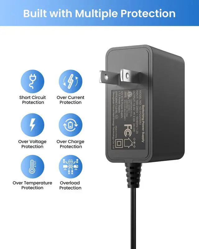 Alt view image 3 of 7 - 12V 2A 100V-240V US AC to DC Power Supply Adapter & 4-Way Power Splitter Cable for CCTV Home Security Camera Surveillance System