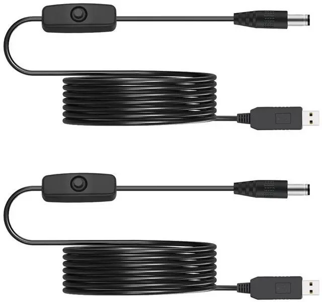 Main image of 12V USB Power Adapter Cord for Baby Car Camera with Inline Switch, 2 Packs 5V to DC 12V Voltage Step Up Converter Boost Cable for Powering Dash Cam, GPS, Router, Small Devices