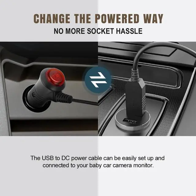 Alt view image 2 of 7 - 12V USB Power Adapter Cord for Baby Car Camera with Inline Switch, 2 Packs 5V to DC 12V Voltage Step Up Converter Boost Cable for Powering Dash Cam, GPS, Router, Small Devices