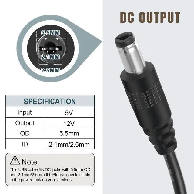 Alt view image 4 of 7 - 12V USB Power Adapter Cord for Baby Car Camera with Inline Switch, 2 Packs 5V to DC 12V Voltage Step Up Converter Boost Cable for Powering Dash Cam, GPS, Router, Small Devices