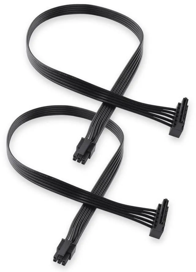 Main image of mini ATX 6PIN to SATA 15 PIN Adapter Extension Cable for Mechanical HDDs, SSDs, DVD/CD-ROMs (16.0 in./40.6 cm)(Pack of 2)