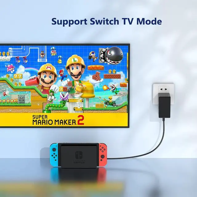 Alt view image 6 of 7 - 45W Charger for Nintendo Switch,AC Adapter for Nintendo Swith - Fast Travel Wall Charger with 5FT USB C Cable 15V/3A Power Supply for Switch Supports TV Mode and Dock Station (Black)
