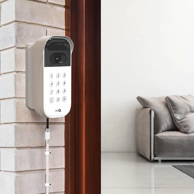 Alt view image 2 of 7 - 10ft/3m Power Cable and Adapter for myQ Smart Garage Door Video Keypad, Weatherproof Outdoor Flat Charging Cable Continuously Charging Your Video Keypad, Includes White Mounting Nails