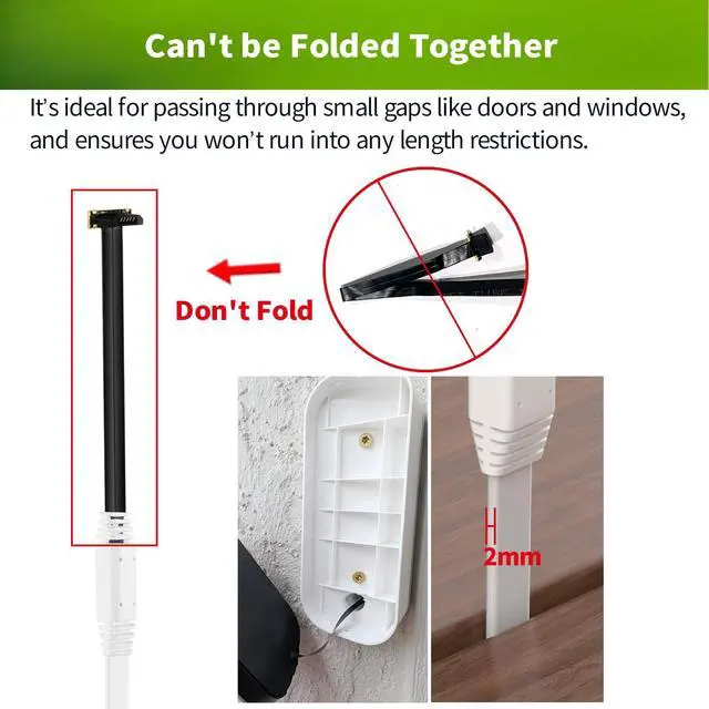 Alt view image 6 of 7 - 10ft/3m Power Cable and Adapter for myQ Smart Garage Door Video Keypad, Weatherproof Outdoor Flat Charging Cable Continuously Charging Your Video Keypad, Includes White Mounting Nails