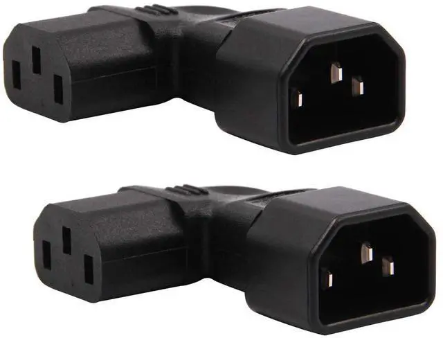 Main image of 2-Pack Left Angle IEC C14 to C13 Power Adapter PDU Plug for LCD wall Mount TV