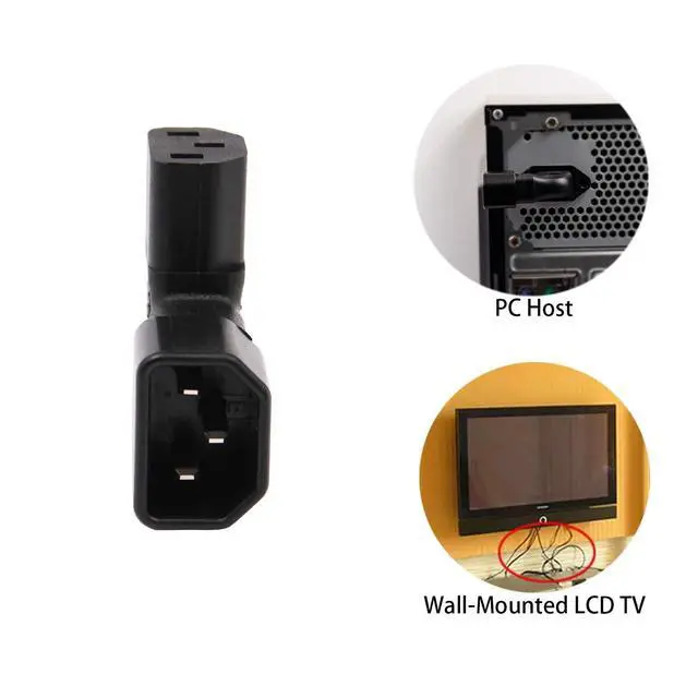 Alt view image 5 of 7 - 2-Pack Left Angle IEC C14 to C13 Power Adapter PDU Plug for LCD wall Mount TV