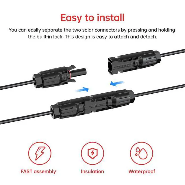 Alt view image 3 of 7 - 10AWG 2FT Solar to XT60i Cable 2 10 25 35 50 75 100FT Solar Connector to XT60i Adapter Cable for Portable Power Station (2FT)