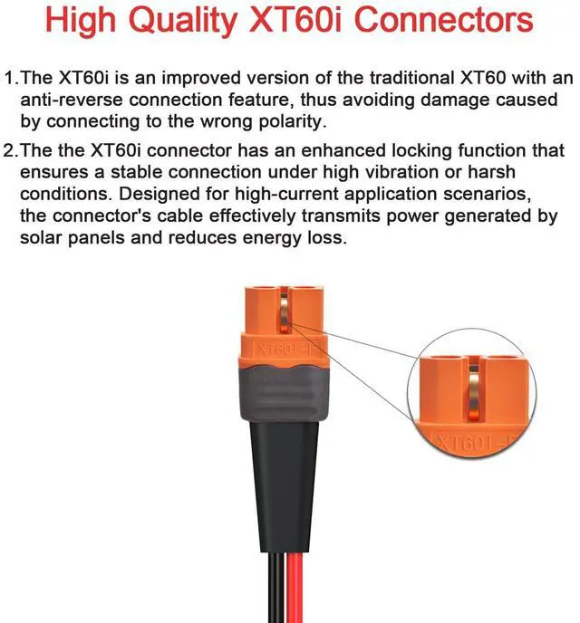 Alt view image 2 of 7 - 10AWG 2FT Solar to XT60i Cable 2 10 25 35 50 75 100FT Solar Connector to XT60i Adapter Cable for Portable Power Station (2FT)