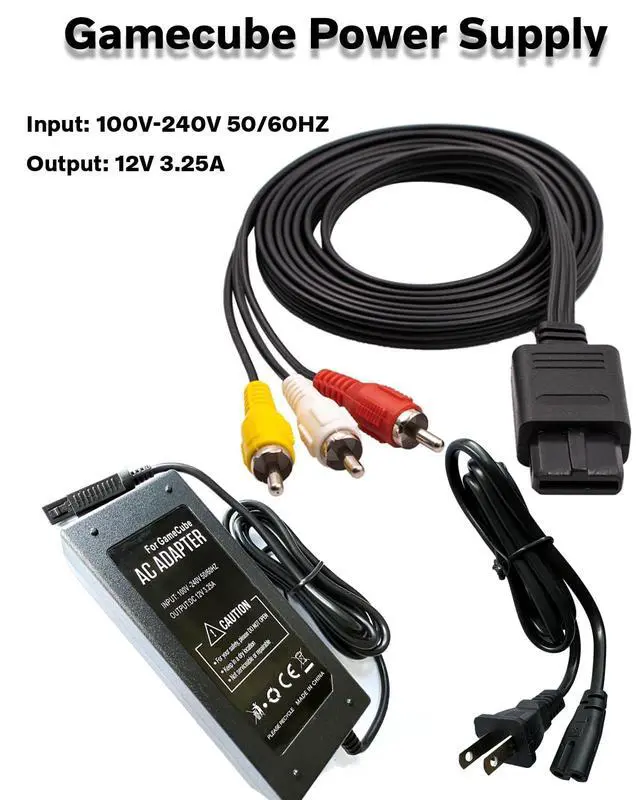 Alt view image 2 of 6 - AC Power Supply and AV Cable for Gamecube, AC Power Supply Adapter for Gamecube NGC System,Power Cord Compatible Nintendo Gamecube Console