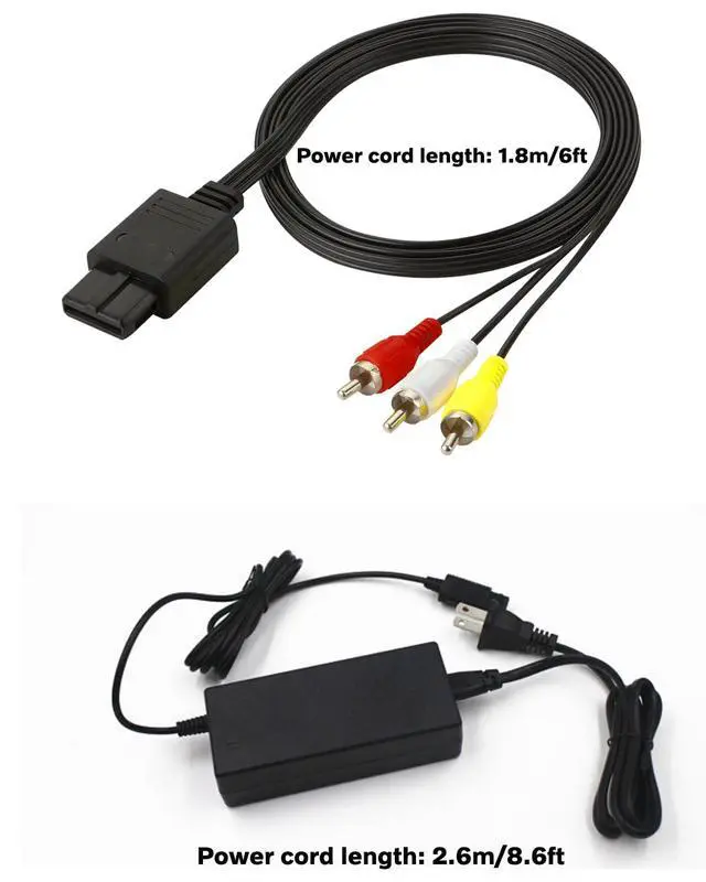 Alt view image 6 of 6 - AC Power Supply and AV Cable for Gamecube, AC Power Supply Adapter for Gamecube NGC System,Power Cord Compatible Nintendo Gamecube Console