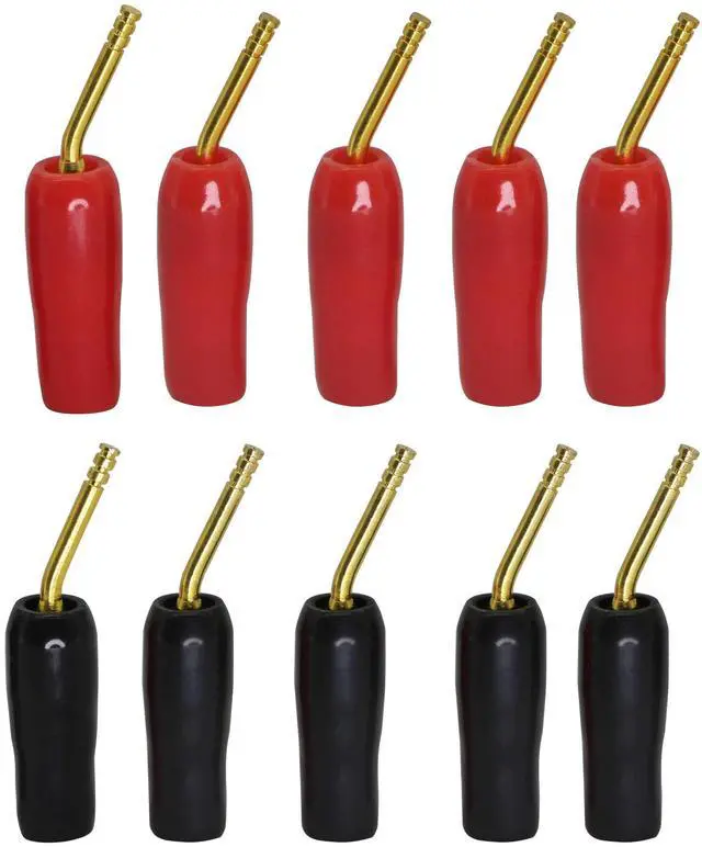 Main image of Gold Plated 2mm Banana Plug Screw Type Audio Speaker Cable Connector Adapter(Black & Red,10-Pack)