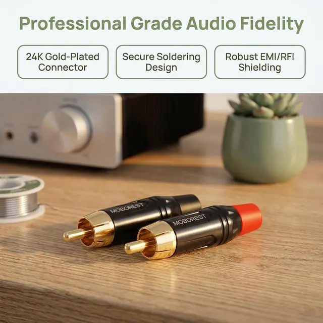 Alt view image 4 of 7 - RCA to Speaker Wire Adapter, Male to Female Adapter Audio Phono Gold Plated Solder Speaker Plugs Jack Cable Connector Adapter(Female*2P+Male*2P)