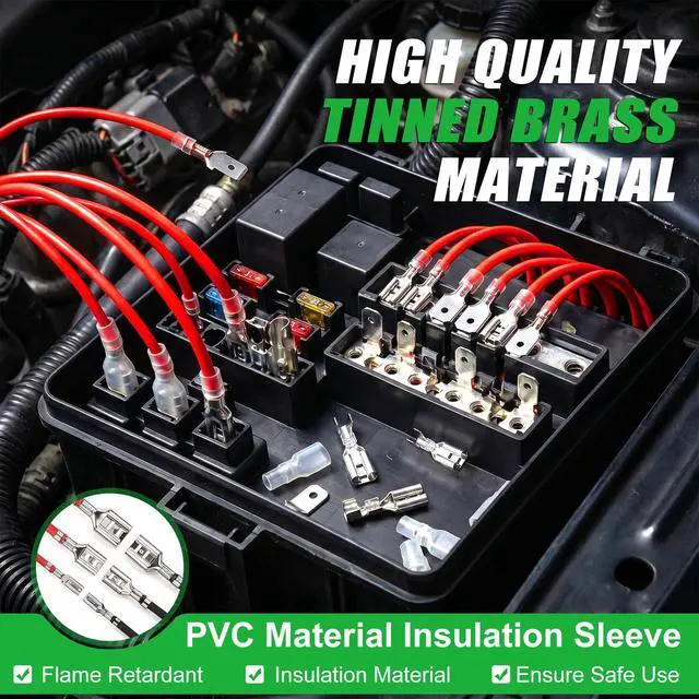 Alt view image 3 of 6 - /440Pcs 2.8/4.8/6.3mm Quick Splice Male and Female Wire Spade Connector Crimp Terminal Block Assortment Kit with Insulating Sleeve for Electrical Wiring Car Audio Speaker