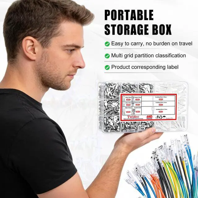 Alt view image 5 of 6 - /440Pcs 2.8/4.8/6.3mm Quick Splice Male and Female Wire Spade Connector Crimp Terminal Block Assortment Kit with Insulating Sleeve for Electrical Wiring Car Audio Speaker