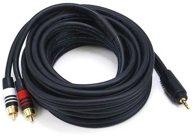Main image of 105600 15-Feet Premium Stereo Male to 2RCA Male 22AWG Cable - Black