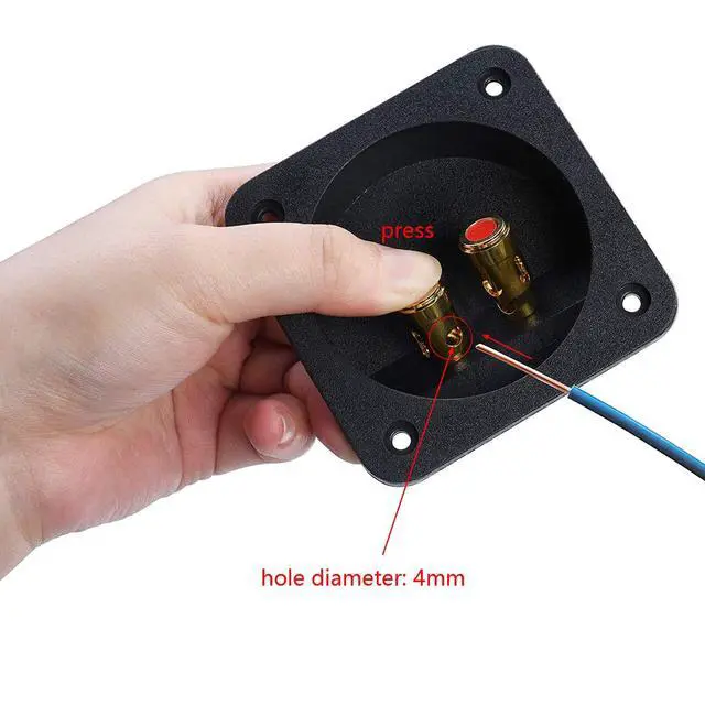 Alt view image 3 of 5 - 2 Pcs 3.1 Double Binding Round Gold Plate Push Spring Loaded Jacks Speaker Box Terminal Cup