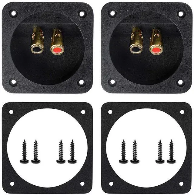 Main image of 2 Pcs 3.1 Double Binding Round Gold Plate Push Spring Loaded Jacks Speaker Box Terminal Cup