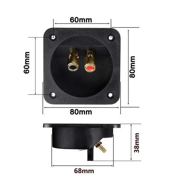 Alt view image 2 of 5 - 2 Pcs 3.1 Double Binding Round Gold Plate Push Spring Loaded Jacks Speaker Box Terminal Cup