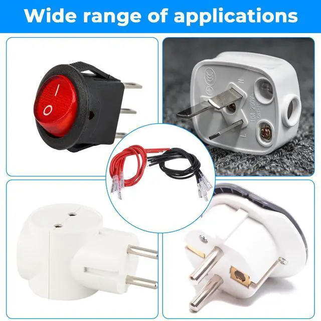 Alt view image 7 of 7 - 30Pcs 2.8mm 4.8mm and 6.3mm Female Spade Crimp Terminal with Insulating Sleeve and Wire, Red+Black Quick Splice Connector Kit for Speaker Wire, Crimp Terminal Assortment with 20cm Wires