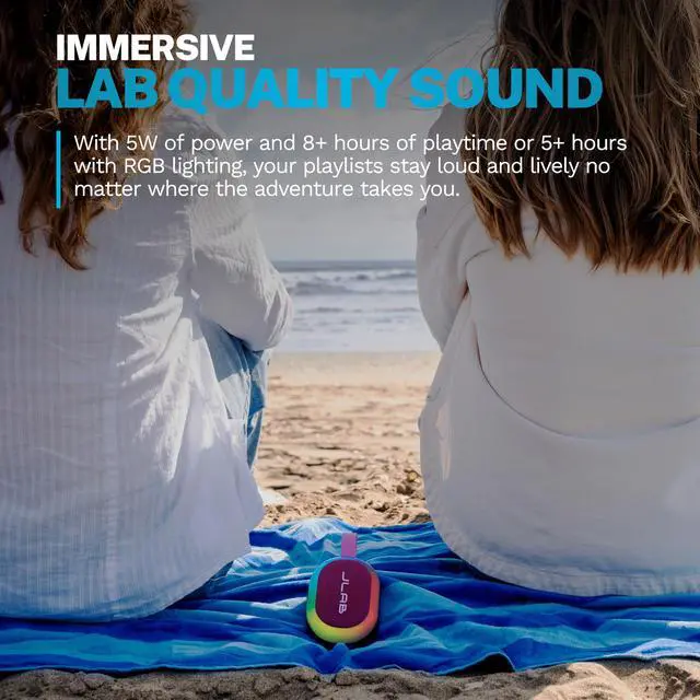 Alt view image 2 of 7 - , Pop Party, Portable Bluetooth Speaker, Waterproof, RGB Lighting, LabSync, Mulberry